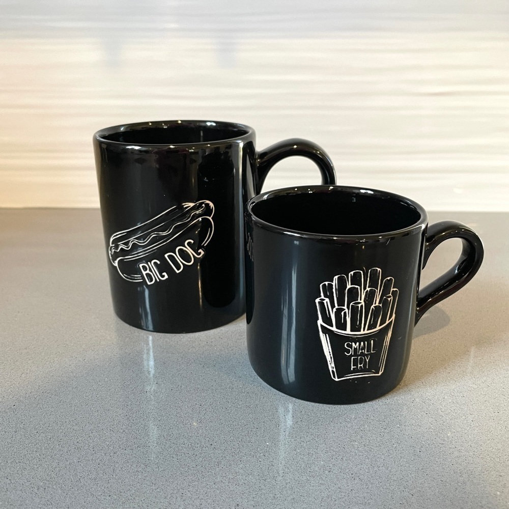Big Mug Little Mug Big Dog Small Fry Black Coffee Mug Set of 2